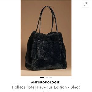 Anthropologie Black Faux Fur Tote (Hollace Tote - black velvet)